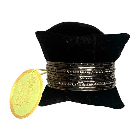 Set of 12 Black Bangles by Spring Street, EUC - Picture 1 of 3